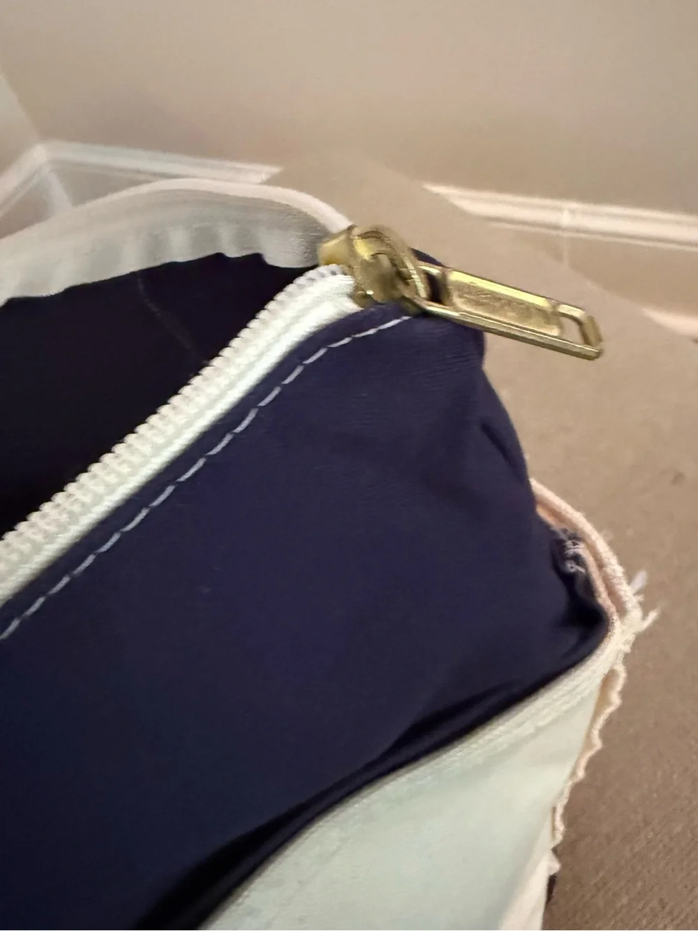 L.L. Bean Large Navy Canvas Tote with Monogram - Picture 5 of 10